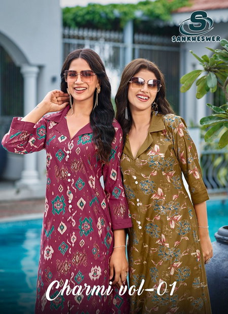 Charmi Vol 1 By Sankheswer Vertican Foil Printed Kurti With Bottom Wholesale Online